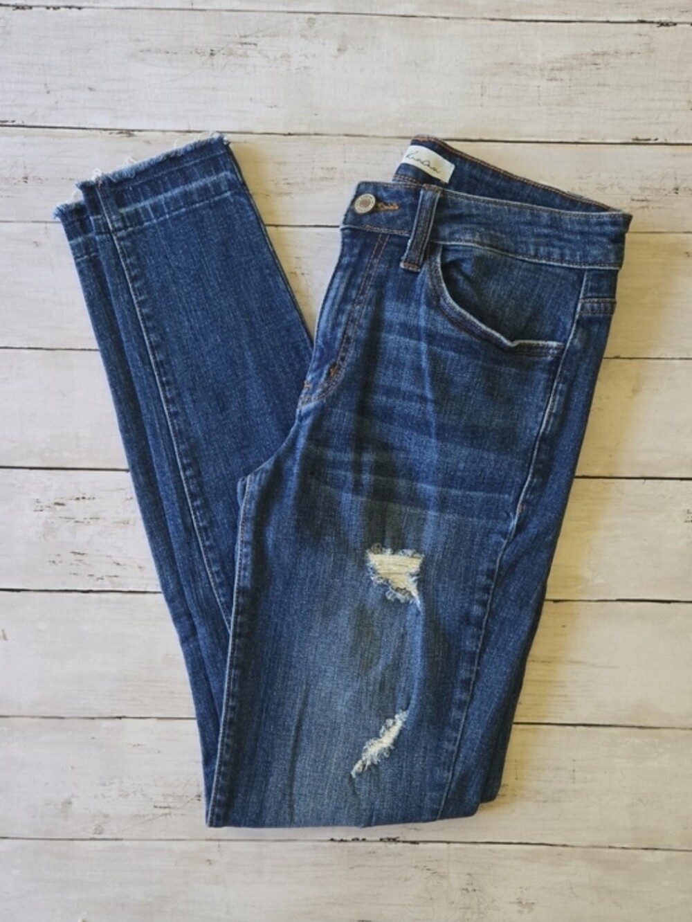 KanCan MT1010 Distressed Skinny Jeans Blue Waist 7